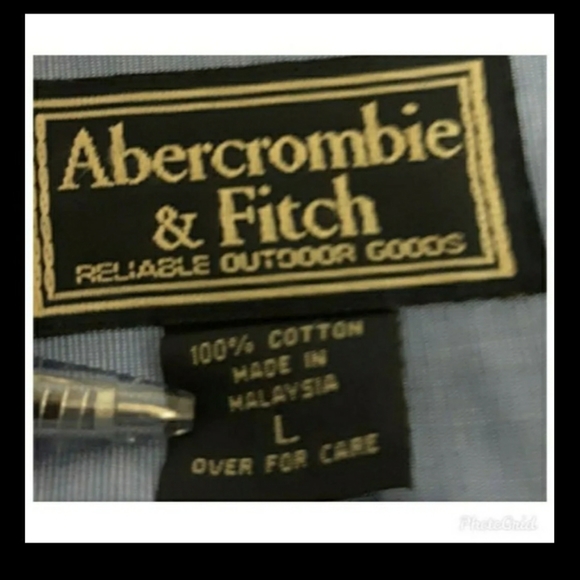 Mens sz Large Abercrombie & Fitch Light Blue white button down shirt Guys top - Picture 3 of 6
